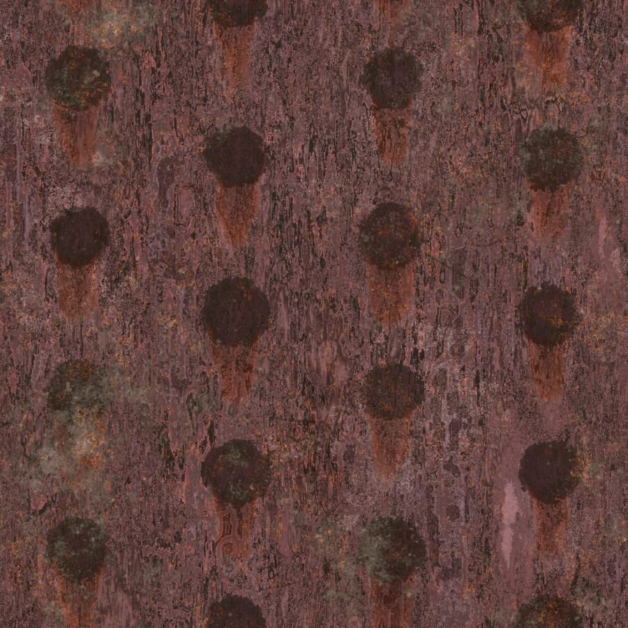 Rusty Metal Plate Texture with Round Cap Nails