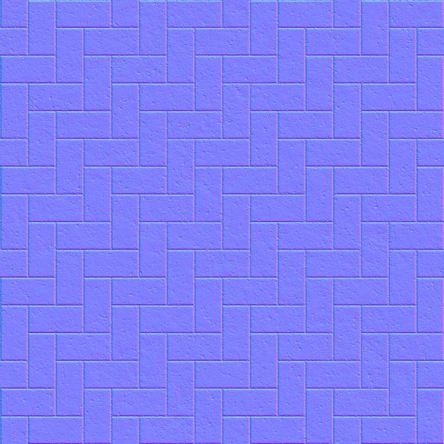 Normal map of Red Brick Texture in Herringbone Pattern